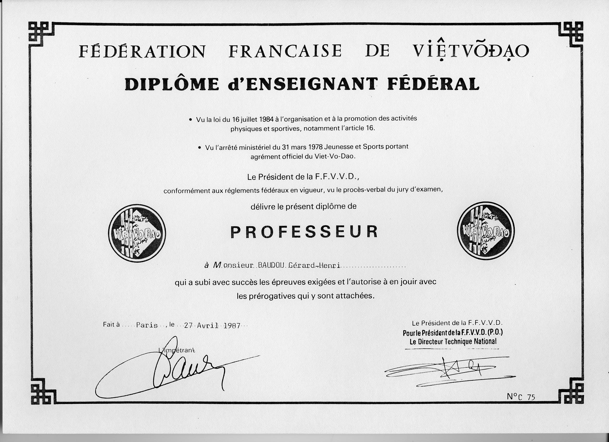 Diplome Enseignement Fdral